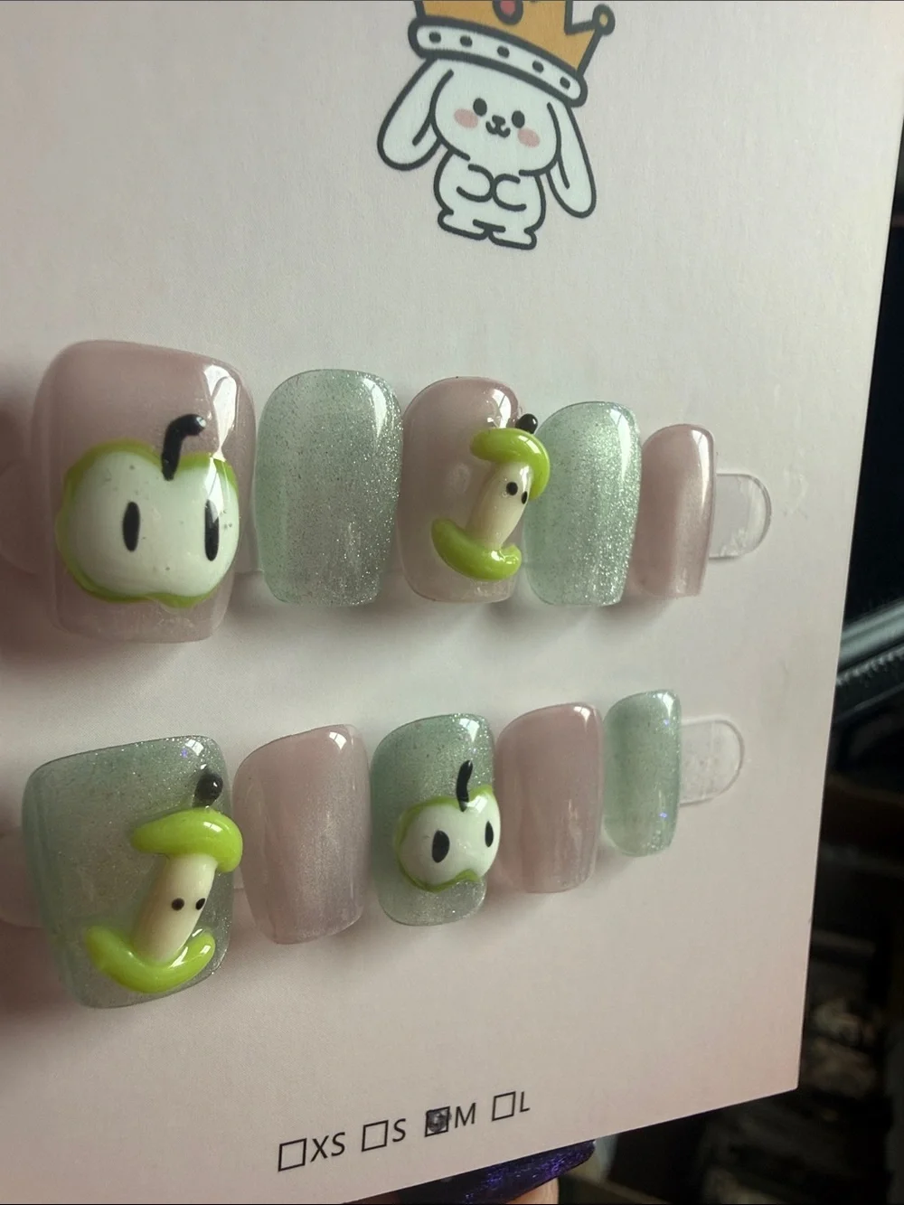 Cute Green Apple 3D Nail Set
